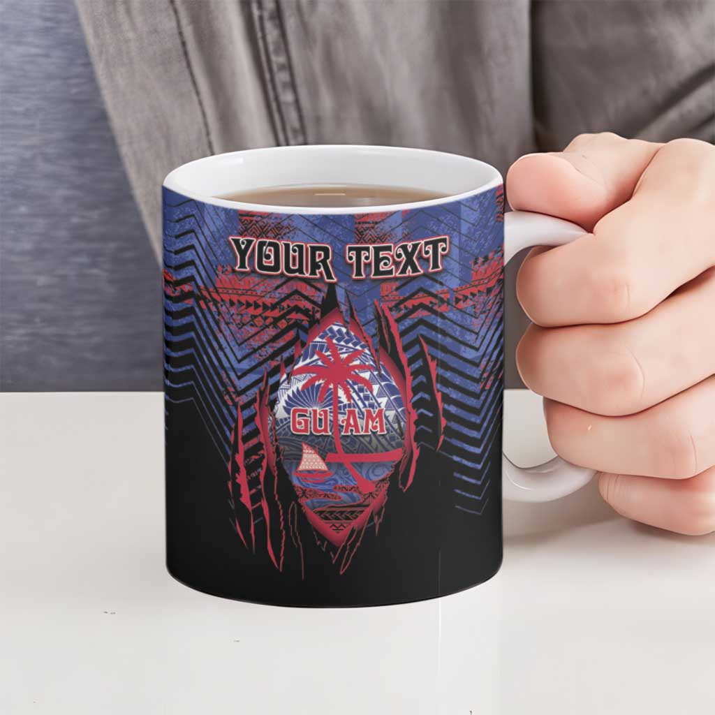 Personalised Guam Ceramic Mug Chamorro Seal Tribal Scratch Design - Polynesian Pride