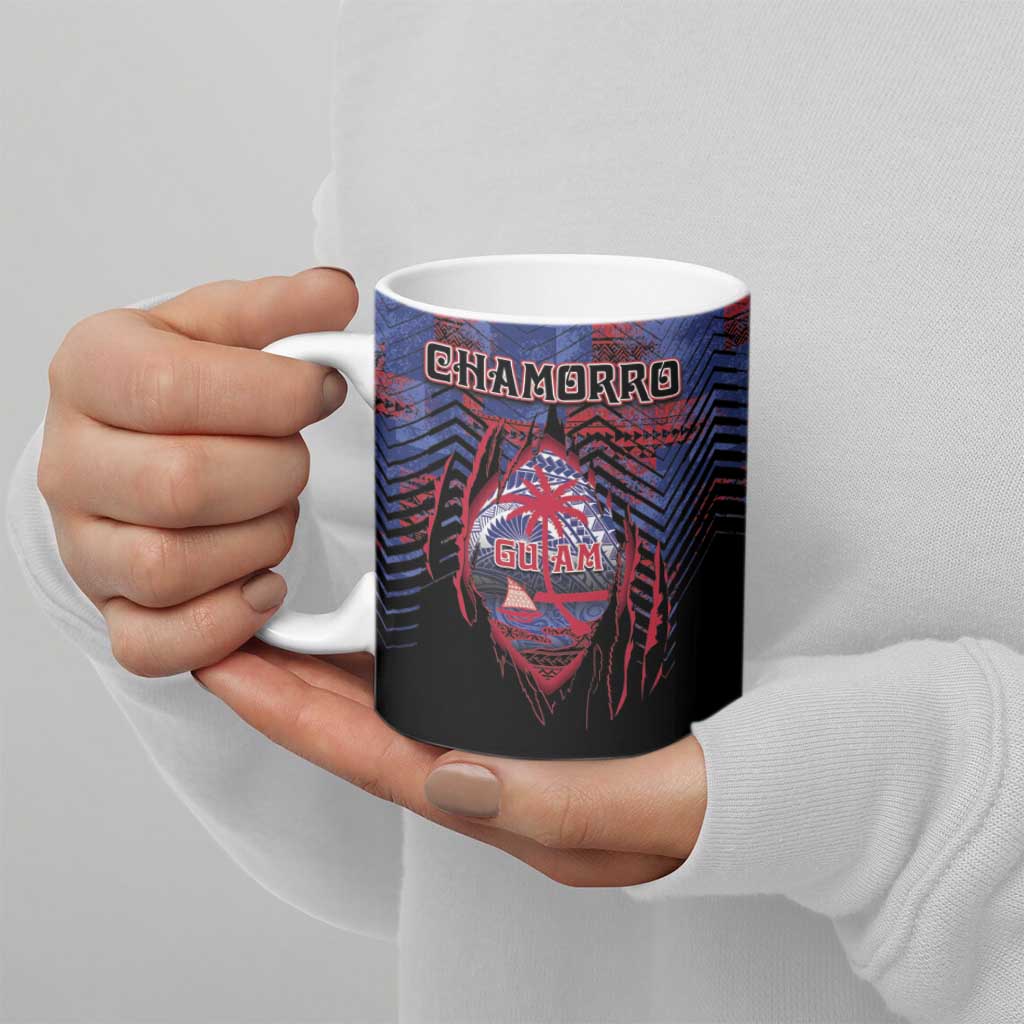 Personalised Guam Ceramic Mug Chamorro Seal Tribal Scratch Design - Polynesian Pride