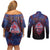 Personalised Guam Couples Matching Off Shoulder Short Dress and Long Sleeve Button Shirt Chamorro Seal Tribal Scratch Design - Polynesian Pride