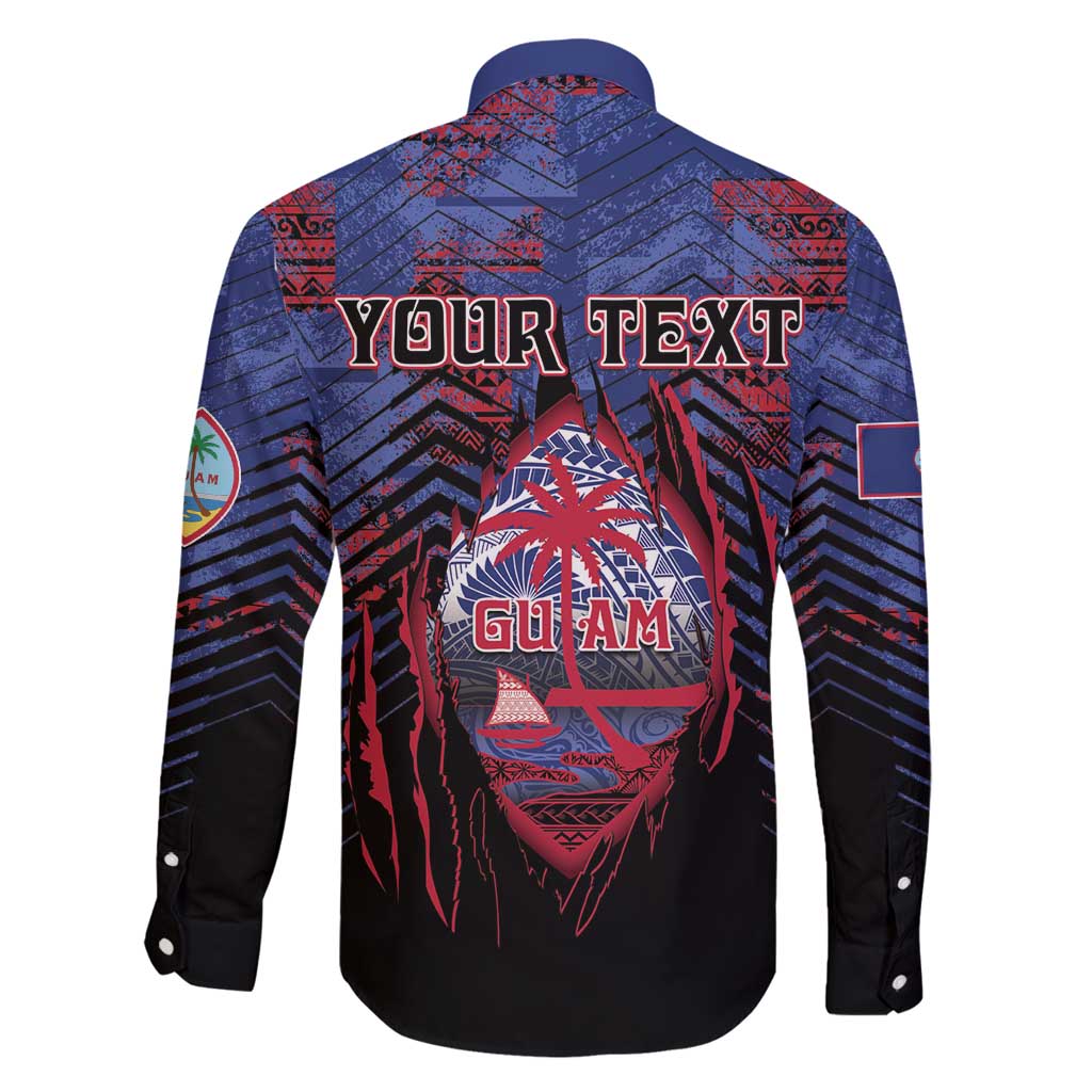 Personalised Guam Family Matching Long Sleeve Bodycon Dress and Hawaiian Shirt Chamorro Seal Tribal Scratch Design - Polynesian Pride