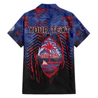 Personalised Guam Family Matching Off Shoulder Short Dress and Hawaiian Shirt Chamorro Seal Tribal Scratch Design - Polynesian Pride