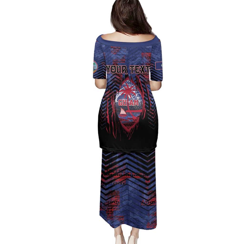 Personalised Guam Family Matching Puletasi and Hawaiian Shirt Chamorro Seal Tribal Scratch Design - Polynesian Pride