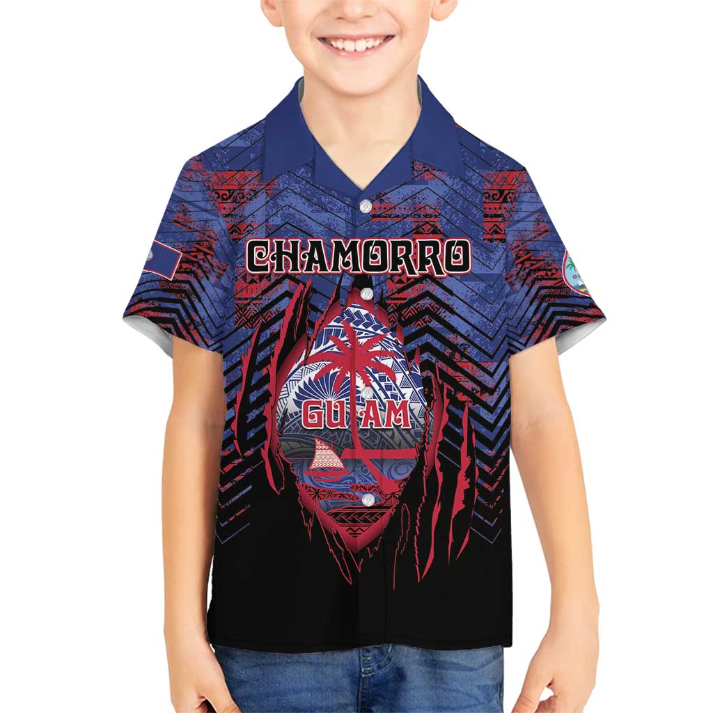 Personalised Guam Family Matching Puletasi and Hawaiian Shirt Chamorro Seal Tribal Scratch Design - Polynesian Pride