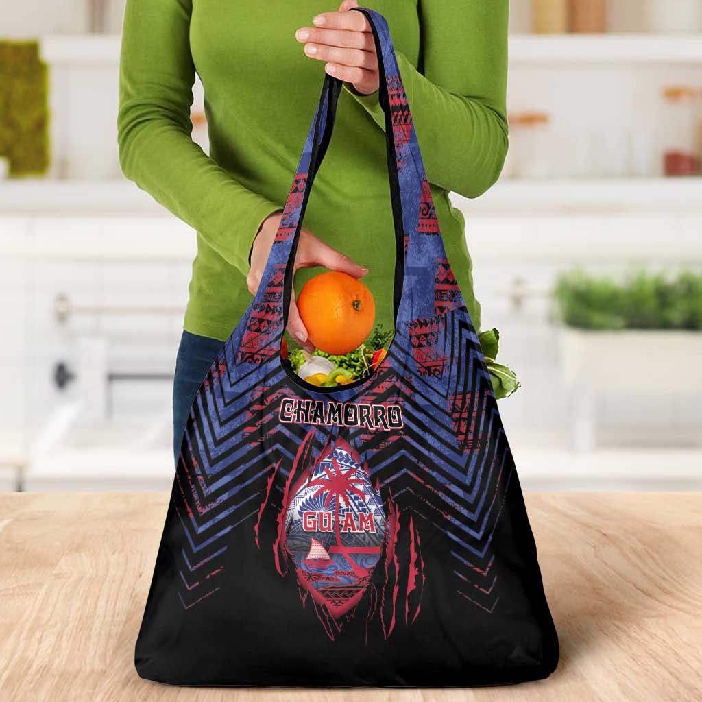 Guam Grocery Bag Chamorro Seal Tribal Scratch Design - Polynesian Pride