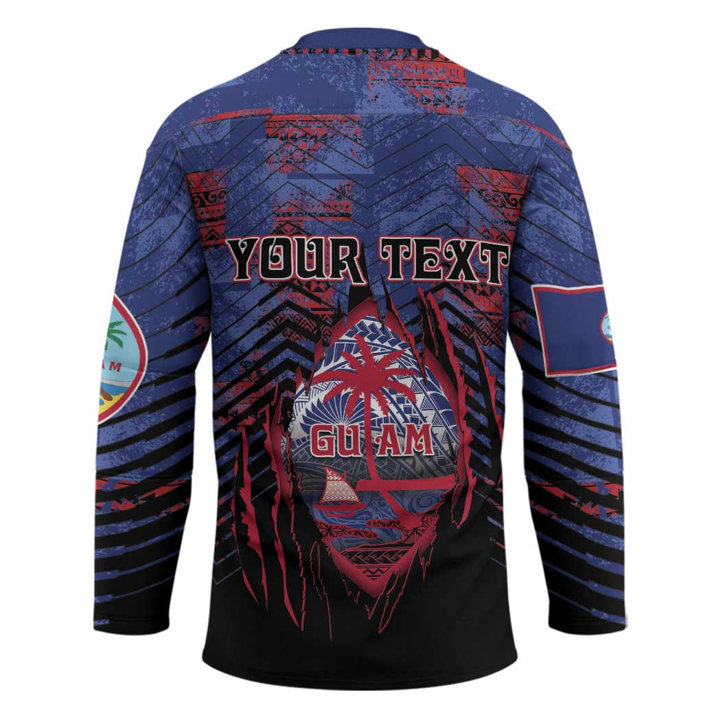 Personalised Guam Hockey Jersey Chamorro Seal Tribal Scratch Design - Polynesian Pride