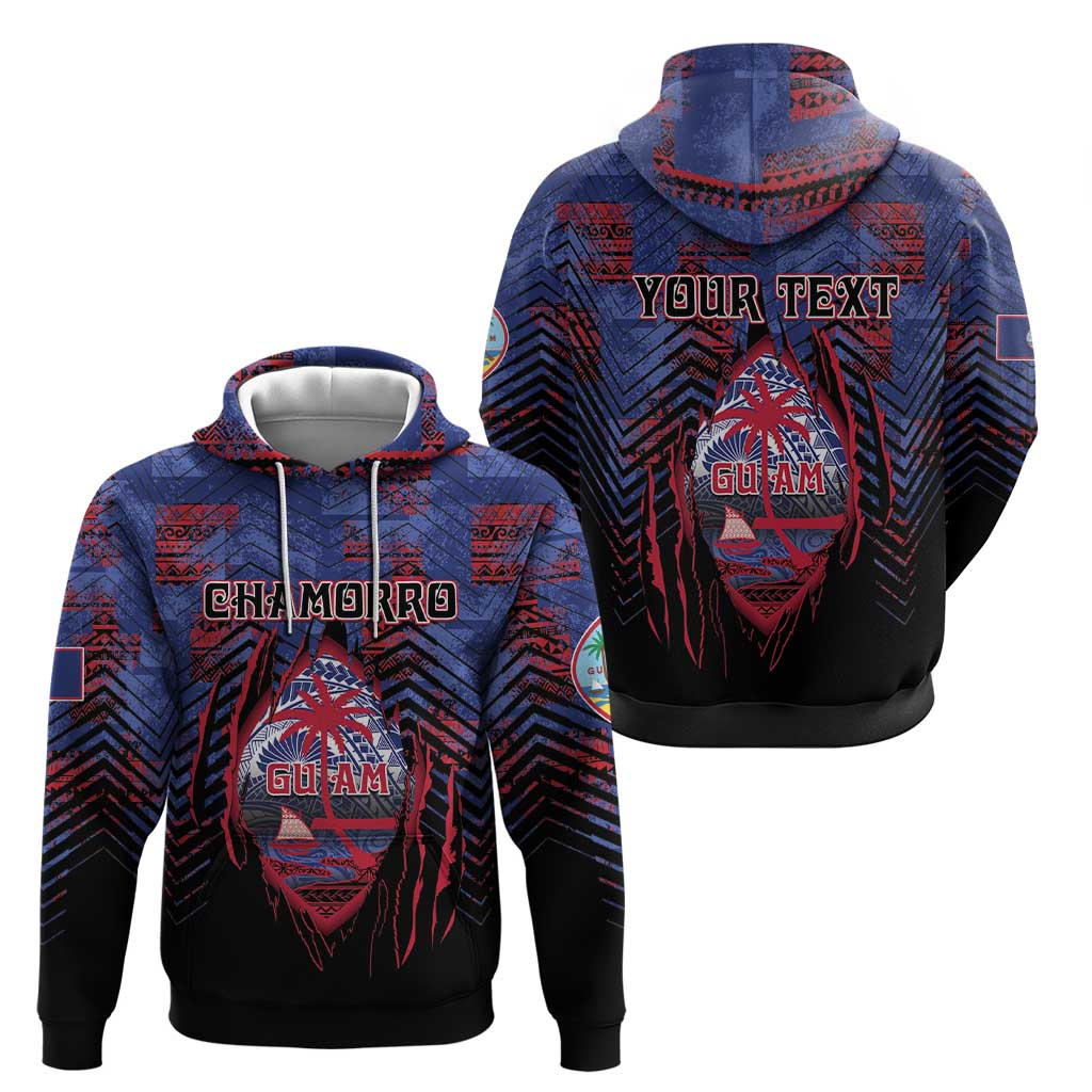 Personalised Guam Hoodie Chamorro Seal Tribal Scratch Design - Polynesian Pride