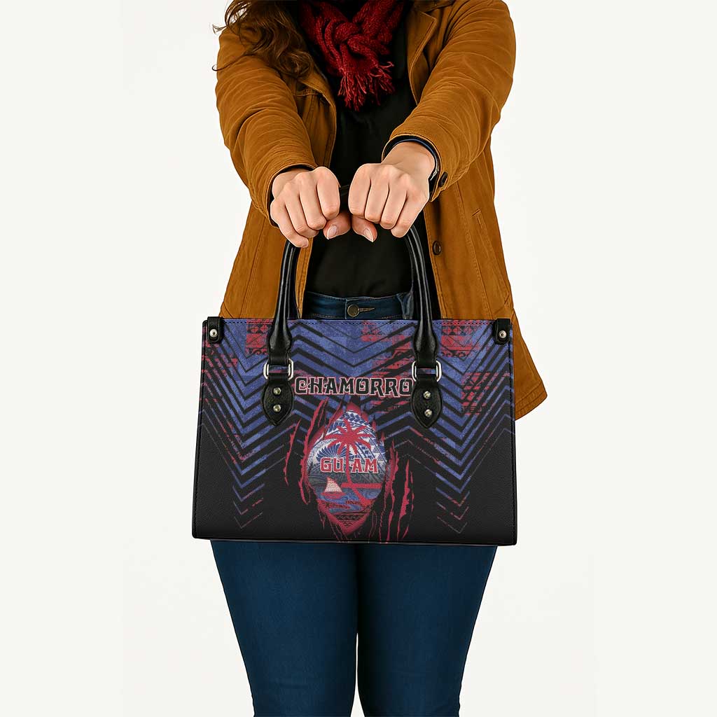 Guam Leather Bag Chamorro Seal Tribal Scratch Design - Polynesian Pride