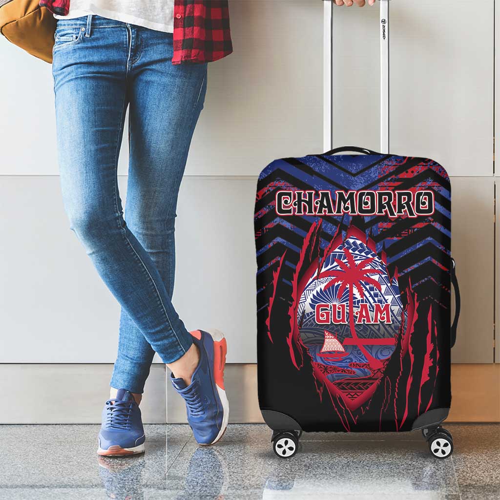 Guam Luggage Cover Chamorro Seal Tribal Scratch Design - Polynesian Pride