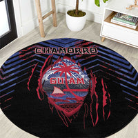 Guam Round Carpet Chamorro Seal Tribal Scratch Design - Polynesian Pride