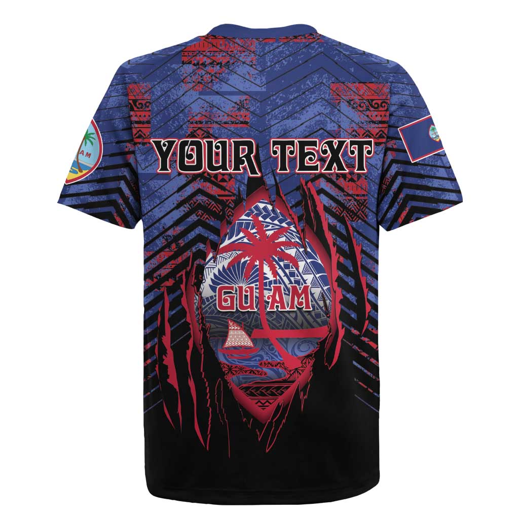 Personalised Guam Rugby Jersey Chamorro Seal Tribal Scratch Design - Polynesian Pride