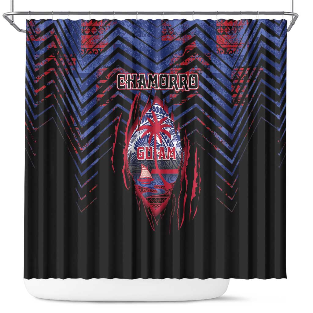 Guam Shower Curtain Chamorro Seal Tribal Scratch Design - Polynesian Pride