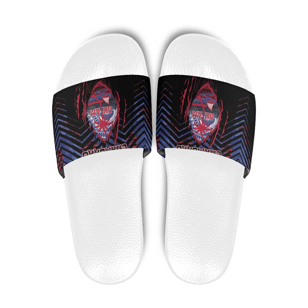 Guam Slide Sandals Chamorro Seal Tribal Scratch Design - Polynesian Pride