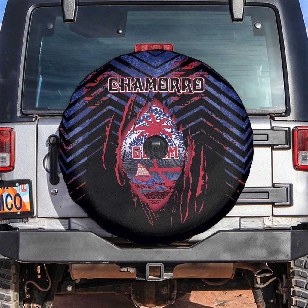 Guam Spare Tire Cover Chamorro Seal Tribal Scratch Design - Polynesian Pride