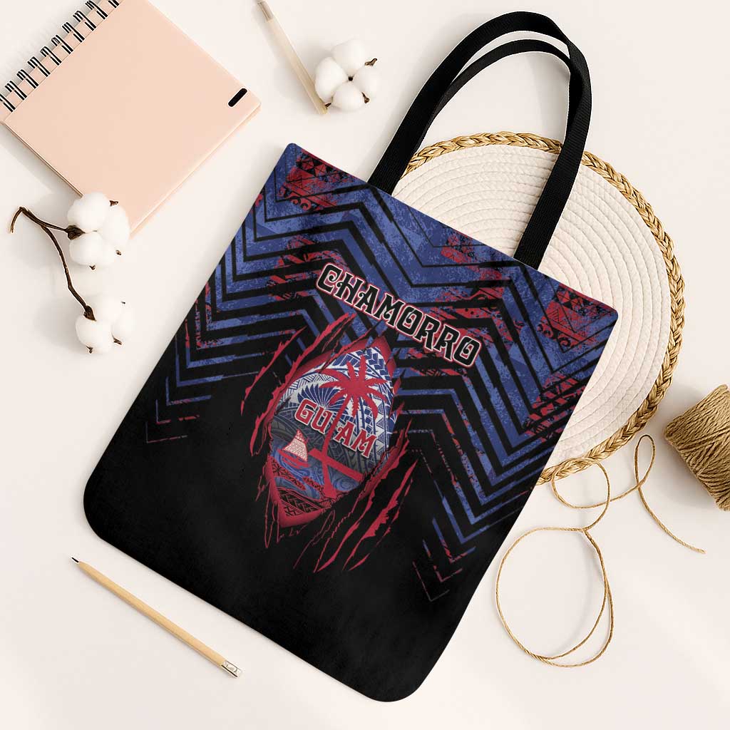 Guam Tote Bag Chamorro Seal Tribal Scratch Design DT05 One Size Navy - Polynesian Pride