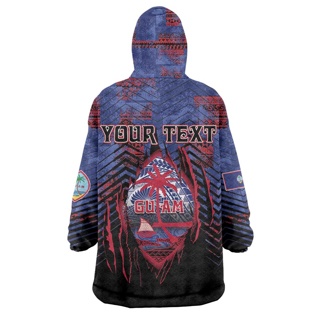 Personalised Guam Wearable Blanket Hoodie Chamorro Seal Tribal Scratch Design - Polynesian Pride
