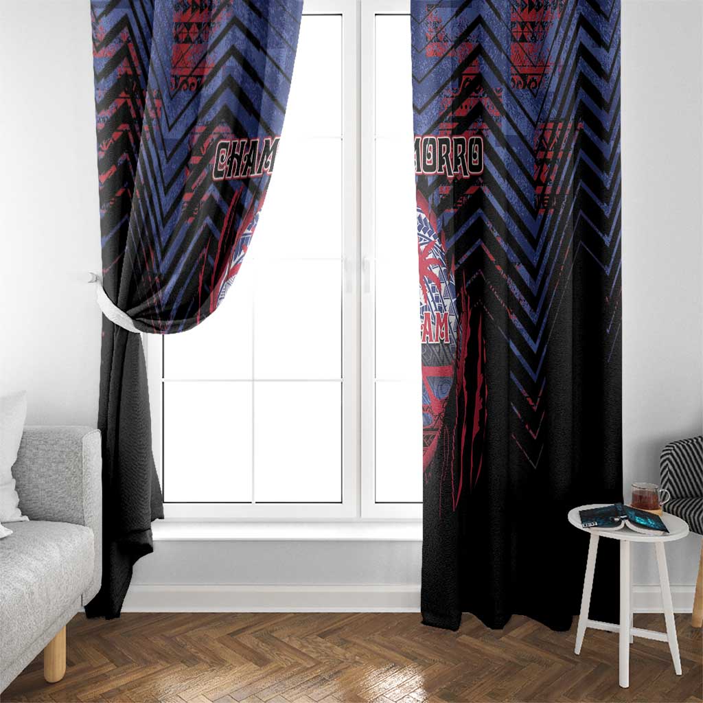 Guam Window Curtain Chamorro Seal Tribal Scratch Design - Polynesian Pride