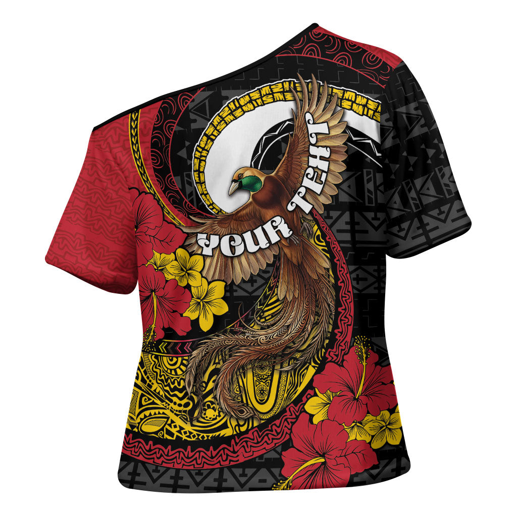 Personalised Papua New Guinea Language Week Cross Shoulder Shirt Bird Of Paradise Tribal Floral Pattern DT05 - Polynesian Pride