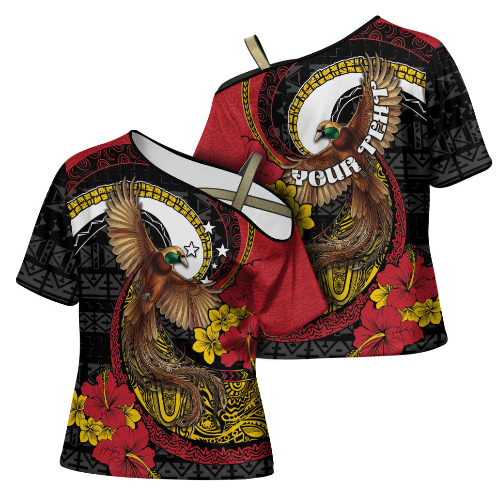 Personalised Papua New Guinea Language Week Cross Shoulder Shirt Bird Of Paradise Tribal Floral Pattern DT05 - Polynesian Pride