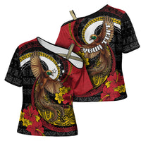Personalised Papua New Guinea Language Week Cross Shoulder Shirt Bird Of Paradise Tribal Floral Pattern DT05 - Polynesian Pride