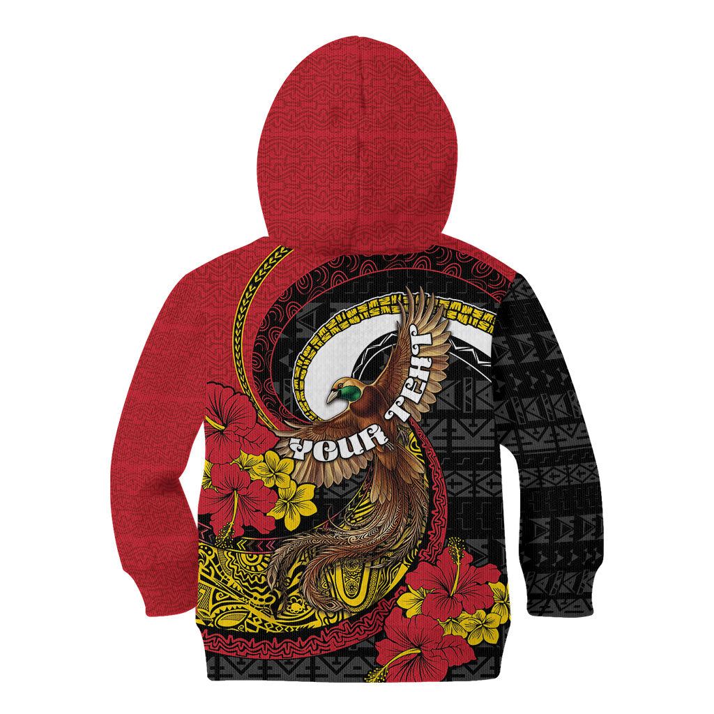 Personalised Papua New Guinea Language Week Kid Hoodie Bird Of Paradise Tribal Floral Pattern DT05 - Polynesian Pride