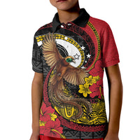 Personalised Papua New Guinea Language Week Kid Polo Shirt Bird Of Paradise Tribal Floral Pattern DT05 Kid Black - Polynesian Pride