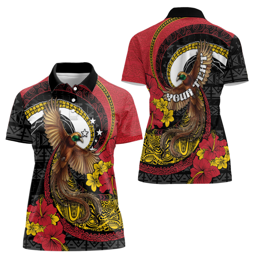 Personalised Papua New Guinea Language Week Women Polo Shirt Bird Of Paradise Tribal Floral Pattern DT05 - Polynesian Pride