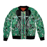 Aotearoa Ngati Awa Bomber Jacket Maori Tribal Green Marble Paua Shell Pattern DT05 Unisex Green - Polynesian Pride