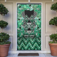 Aotearoa Ngati Awa Door Cover Maori Tribal Green Marble Paua Shell Pattern DT05 Green - Polynesian Pride