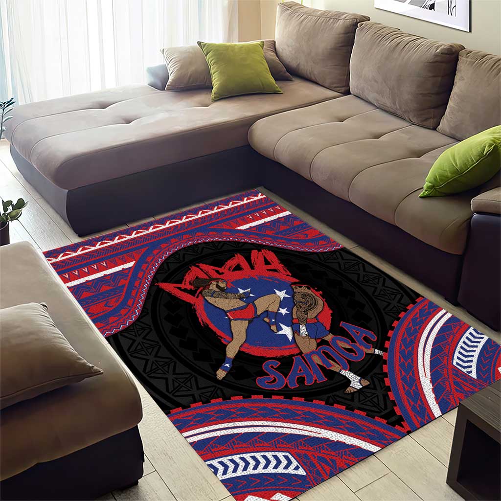 Samoa Mixed Martial Arts Area Rug Flying Knee Of Samoan DT05 - Polynesian Pride