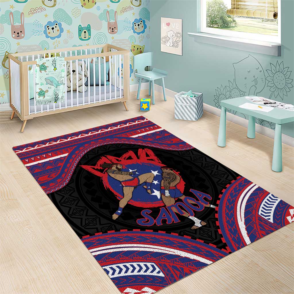 Samoa Mixed Martial Arts Area Rug Flying Knee Of Samoan DT05 - Polynesian Pride