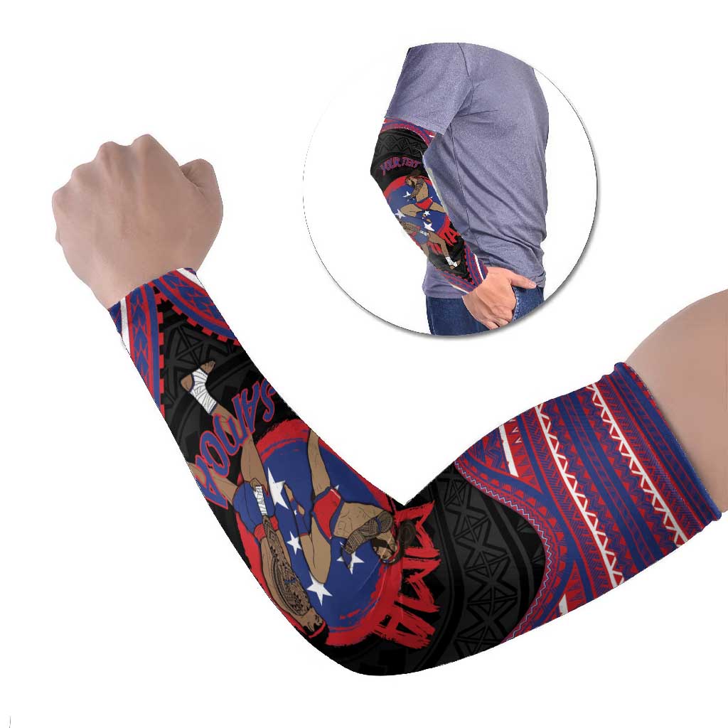 Personalised Samoa Mixed Martial Arts Arm Sleeves Flying Knee Of Samoan - Polynesian Pride