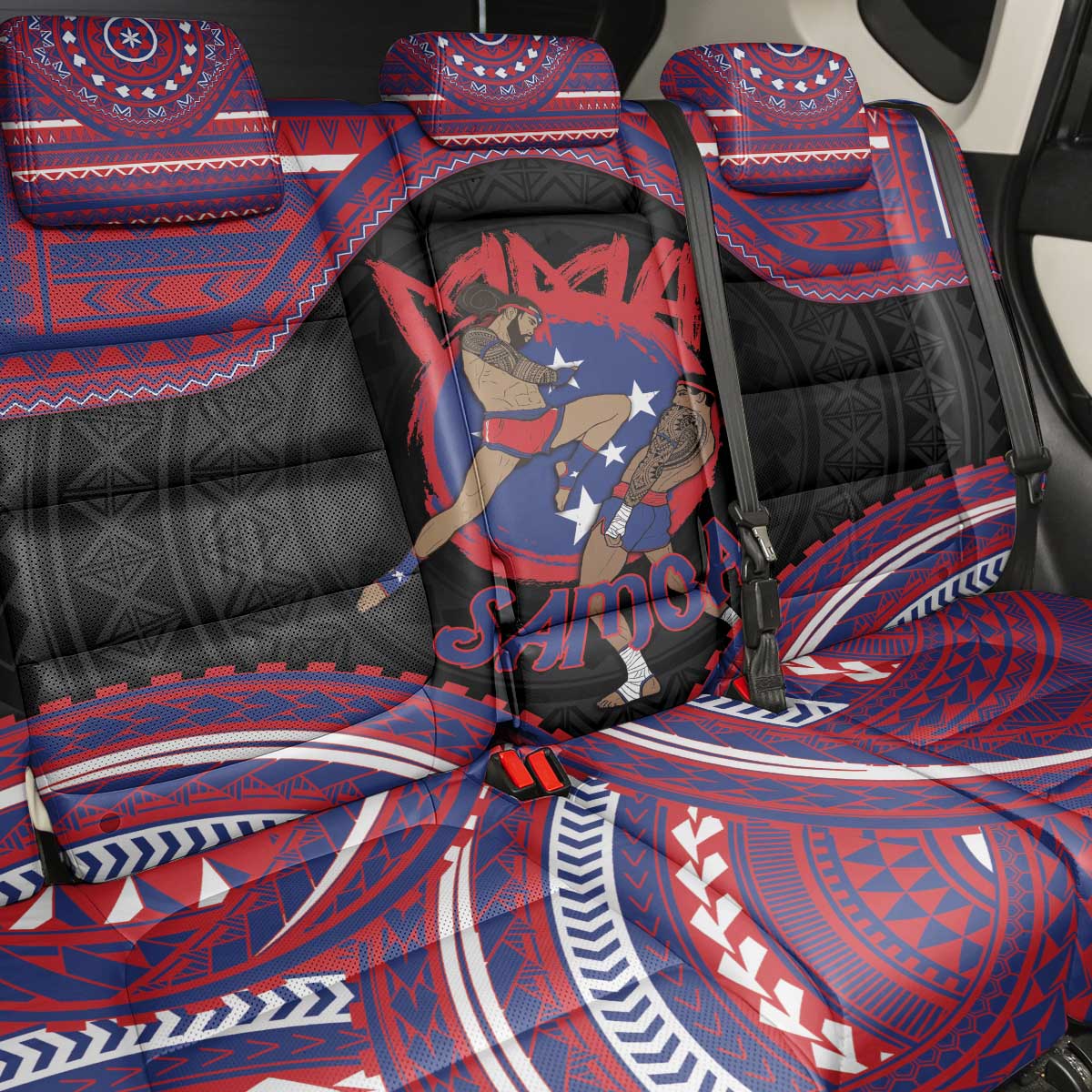 Samoa Mixed Martial Arts Back Car Seat Cover Flying Knee Of Samoan DT05 - Polynesian Pride