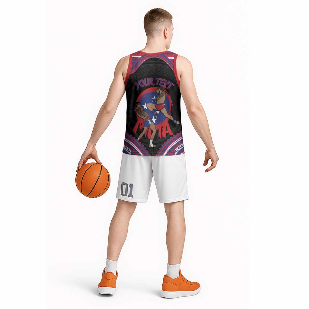 Personalised Samoa Mixed Martial Arts Basketball Jersey Flying Knee Of Samoan - Polynesian Pride