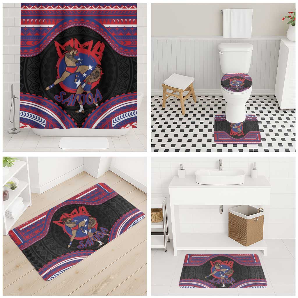 Samoa Mixed Martial Arts Bathroom Set Flying Knee Of Samoan DT05 - Polynesian Pride