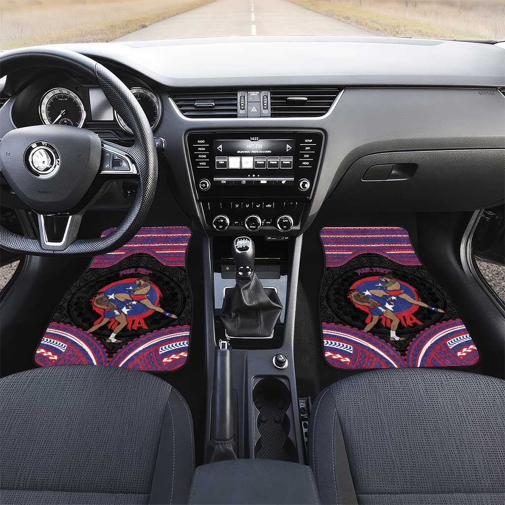 Personalised Samoa Mixed Martial Arts Car Mats Flying Knee Of Samoan DT05 Set 2pcs - Front Black - Polynesian Pride