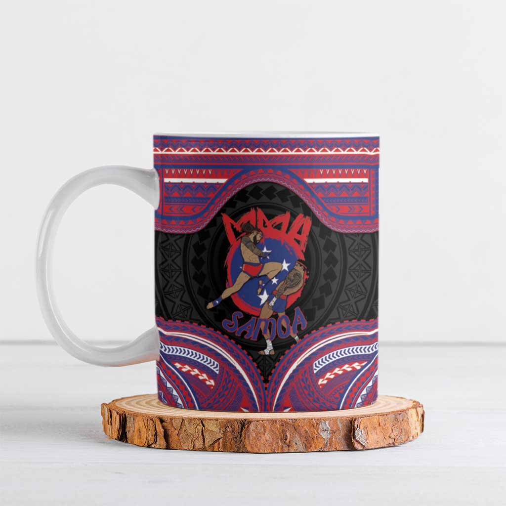Personalised Samoa Mixed Martial Arts Ceramic Mug Flying Knee Of Samoan - Polynesian Pride