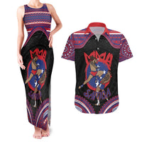 Personalised Samoa Mixed Martial Arts Couples Matching Tank Maxi Dress and Hawaiian Shirt Flying Knee Of Samoan DT05 Black - Polynesian Pride