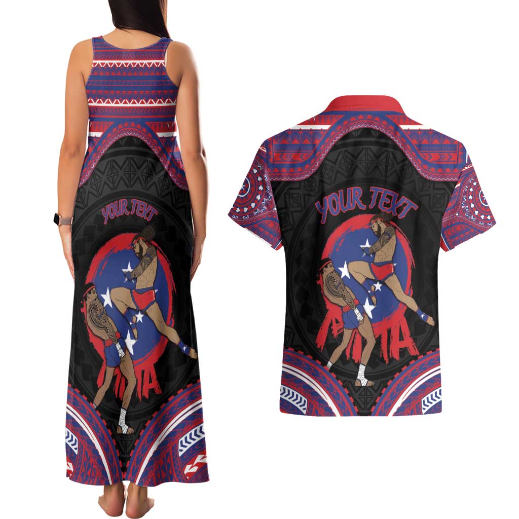 Personalised Samoa Mixed Martial Arts Couples Matching Tank Maxi Dress and Hawaiian Shirt Flying Knee Of Samoan DT05 - Polynesian Pride