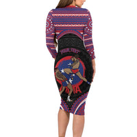 Personalised Samoa Mixed Martial Arts Family Matching Long Sleeve Bodycon Dress and Hawaiian Shirt Flying Knee Of Samoan DT05 - Polynesian Pride