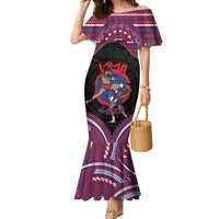 Personalised Samoa Mixed Martial Arts Family Matching Mermaid Dress and Hawaiian Shirt Flying Knee Of Samoan DT05 Mom's Dress Black - Polynesian Pride