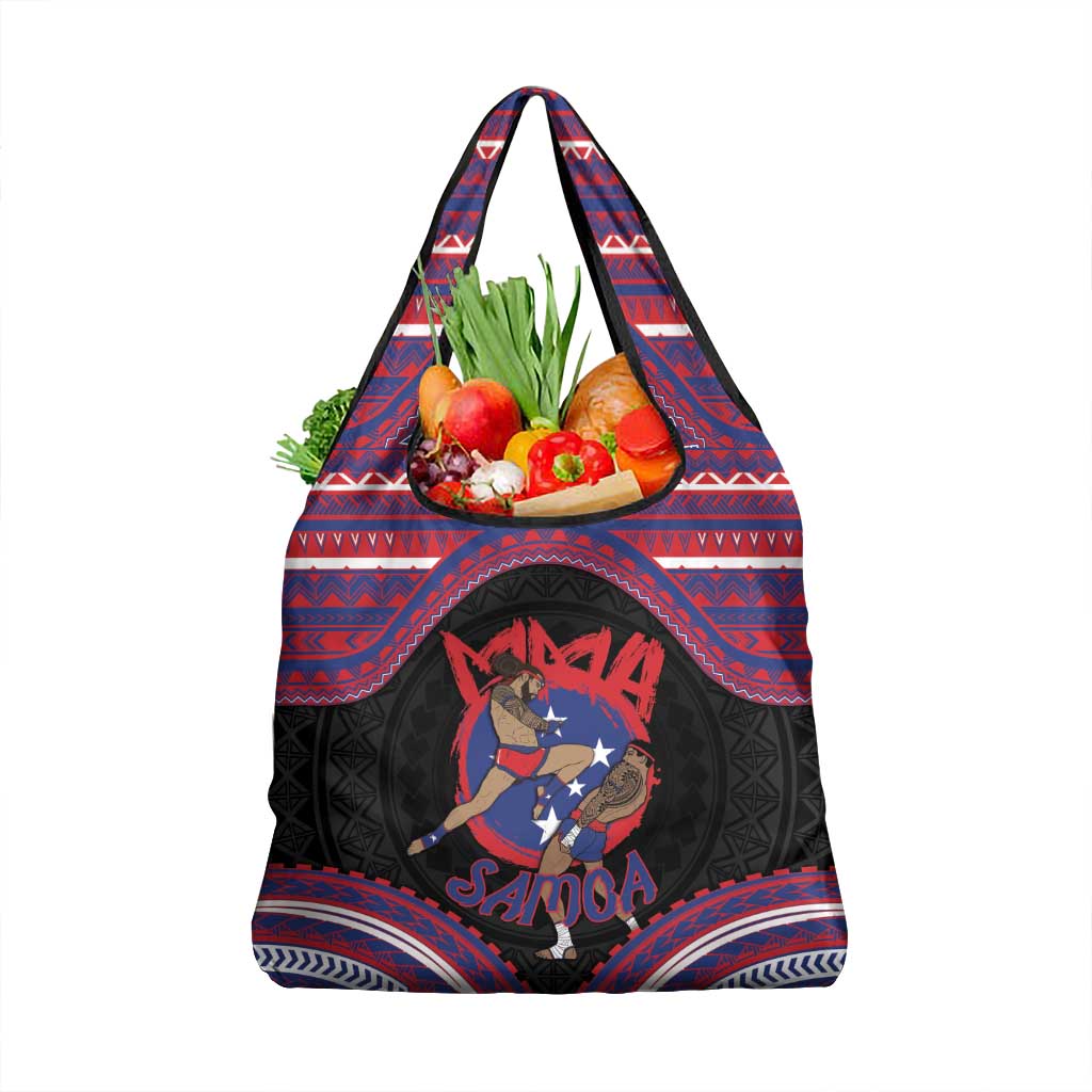 Samoa Mixed Martial Arts Grocery Bag Flying Knee Of Samoan - Polynesian Pride