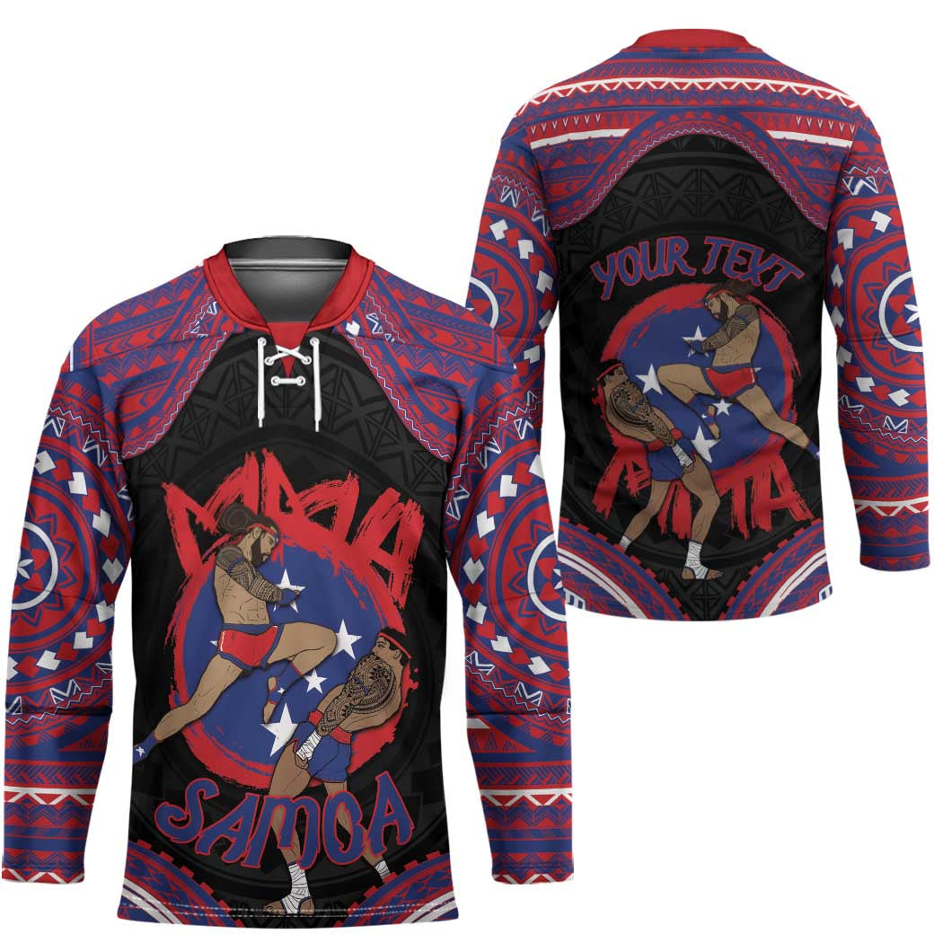 Personalised Samoa Mixed Martial Arts Hockey Jersey Flying Knee Of Samoan - Polynesian Pride