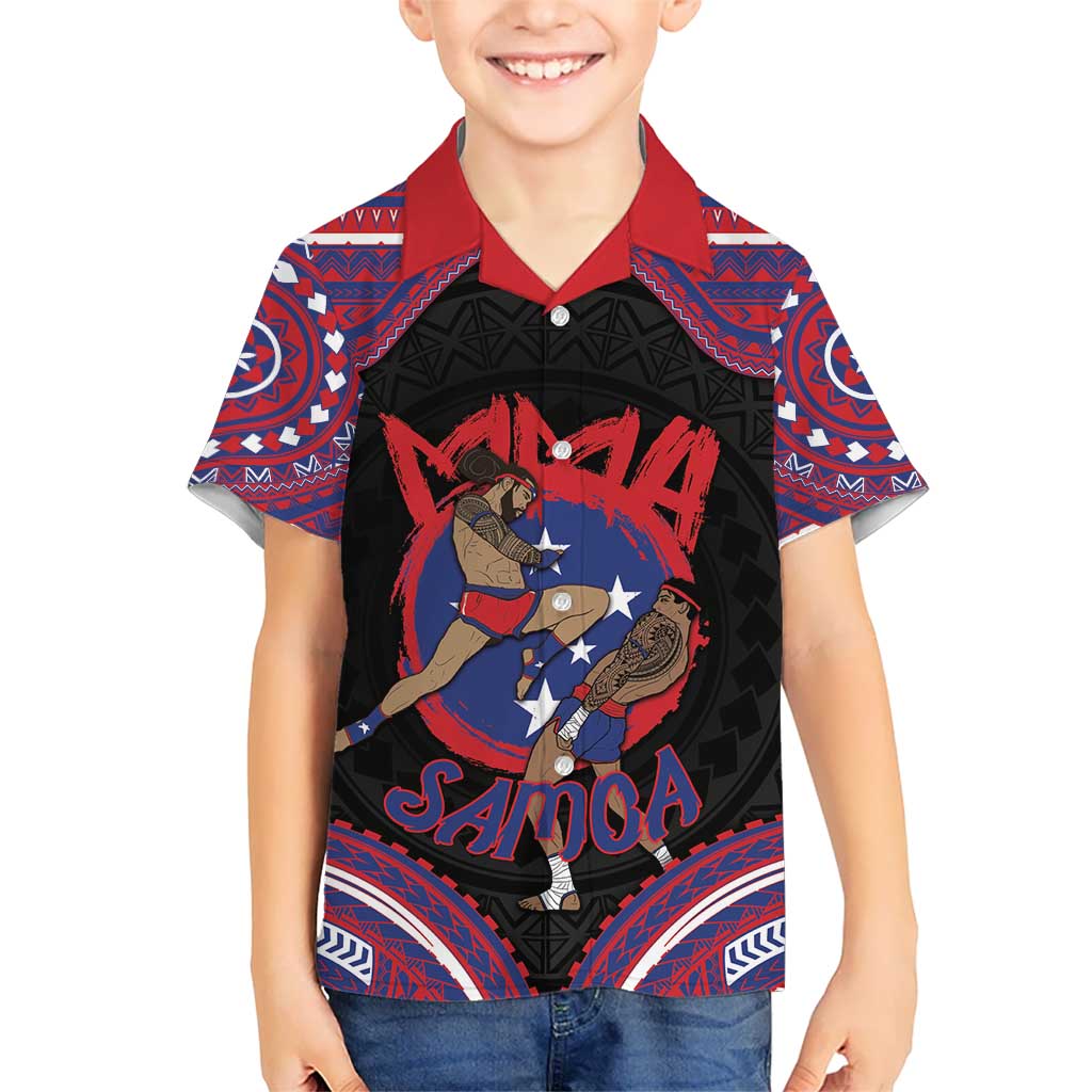 Personalised Samoa Mixed Martial Arts Kid Hawaiian Shirt Flying Knee Of Samoan DT05 Kid Black - Polynesian Pride