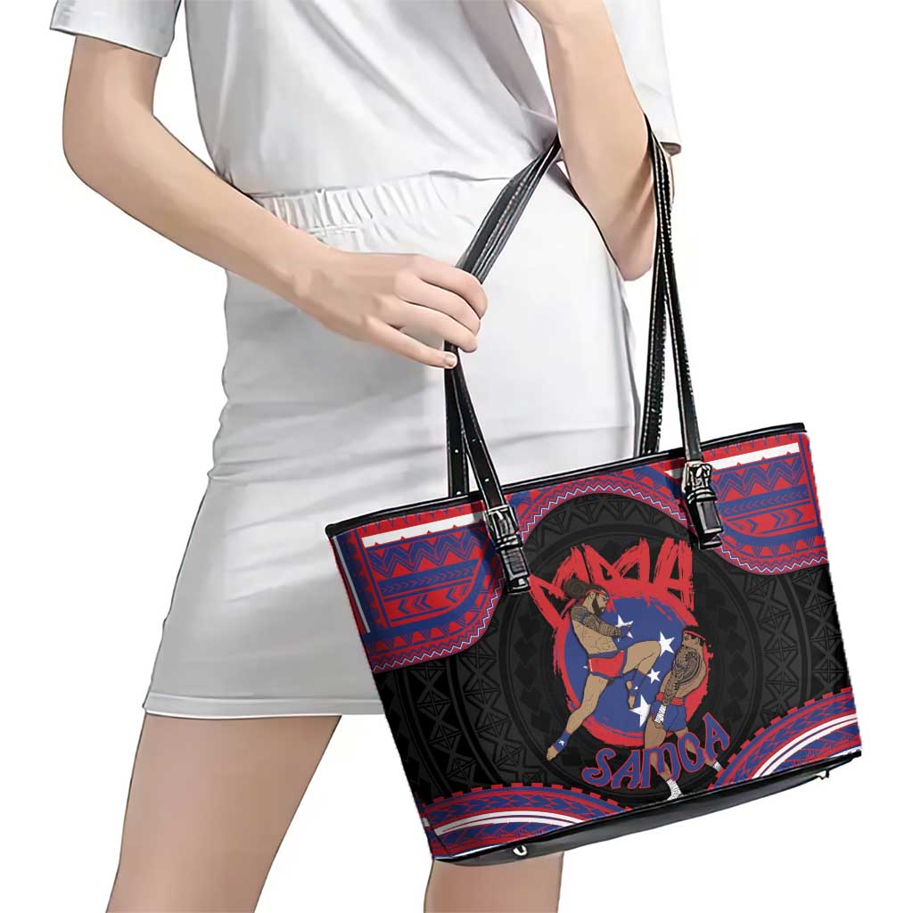 Samoa Mixed Martial Arts Leather Tote Bag Flying Knee Of Samoan DT05 - Polynesian Pride