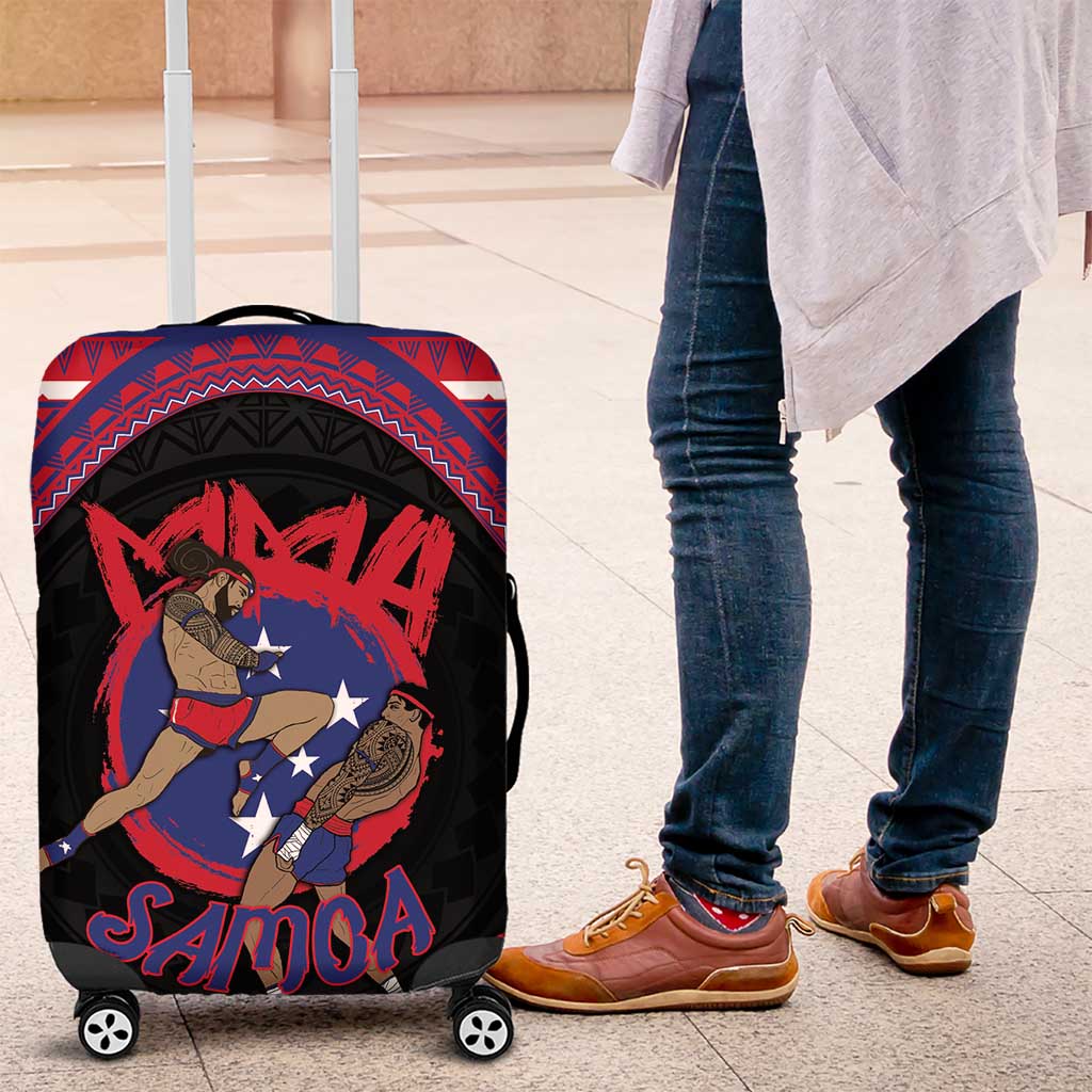 Samoa Mixed Martial Arts Luggage Cover Flying Knee Of Samoan DT05 Black - Polynesian Pride