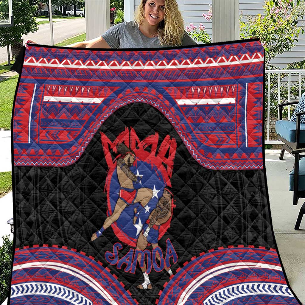 Samoa Mixed Martial Arts Quilt Flying Knee Of Samoan DT05 Black - Polynesian Pride