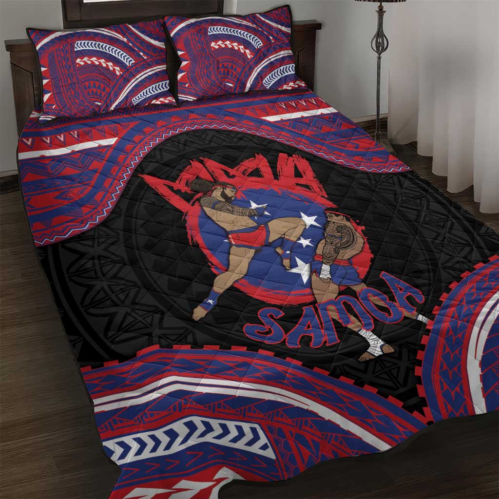 Samoa Mixed Martial Arts Quilt Bed Set Flying Knee Of Samoan - Polynesian Pride
