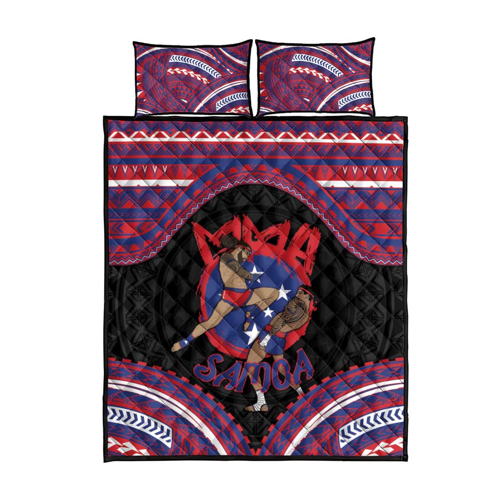 Samoa Mixed Martial Arts Quilt Bed Set Flying Knee Of Samoan - Polynesian Pride