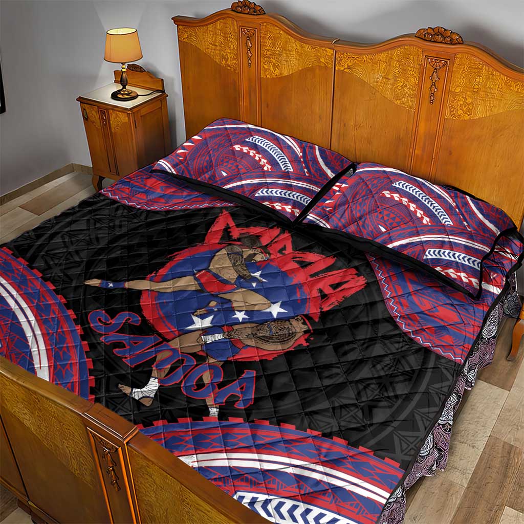 Samoa Mixed Martial Arts Quilt Bed Set Flying Knee Of Samoan - Polynesian Pride