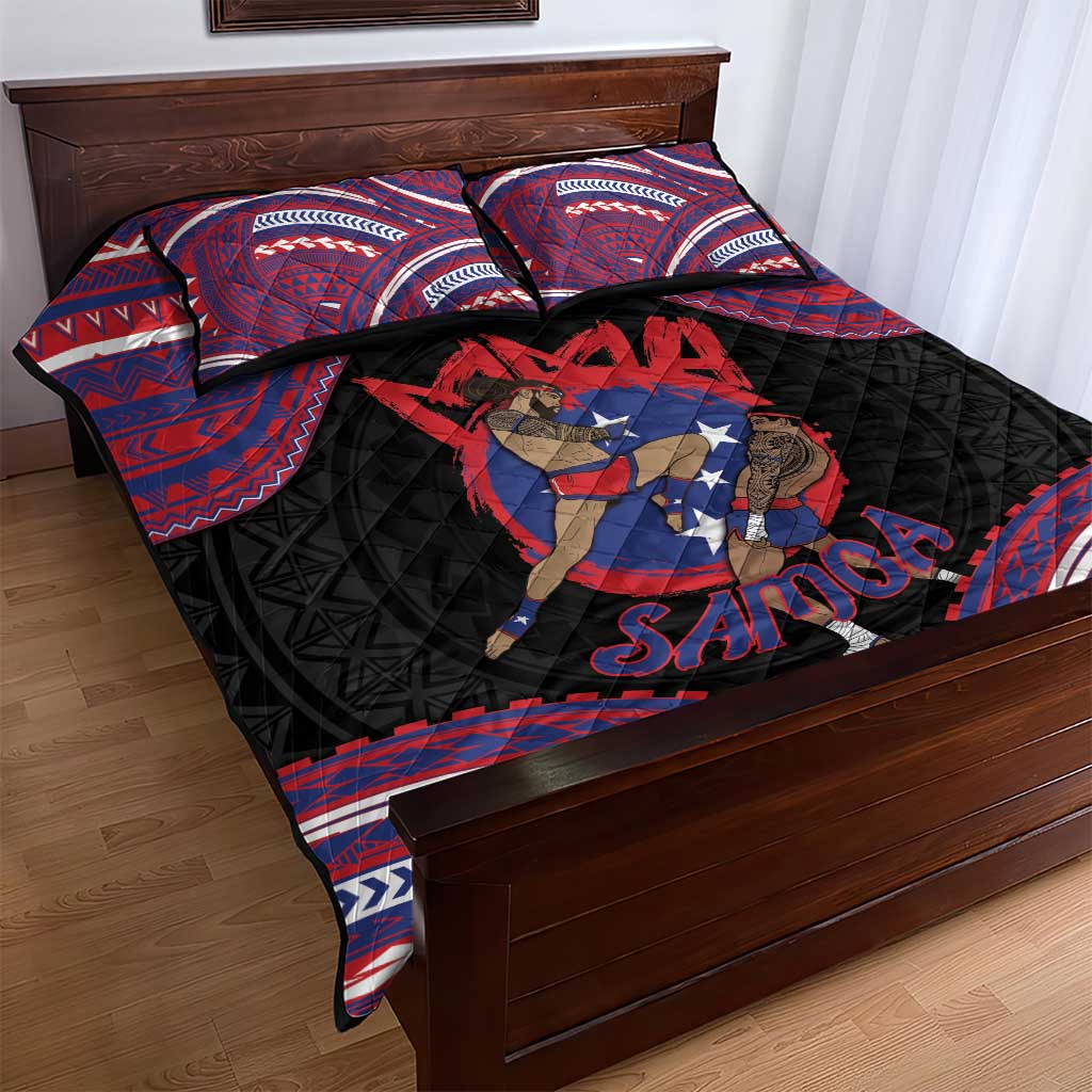Samoa Mixed Martial Arts Quilt Bed Set Flying Knee Of Samoan - Polynesian Pride